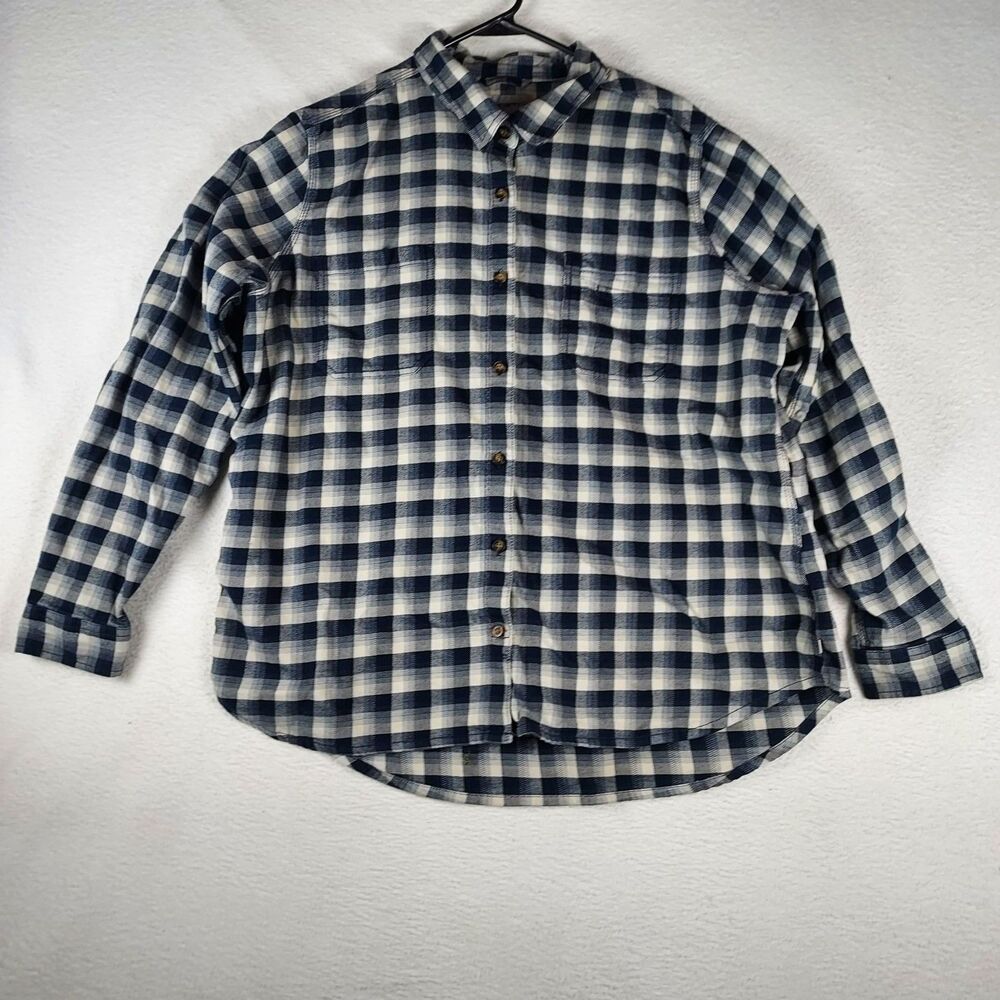 Carhartt Womens Rugged Flex Loose Fit Flannel Navy Plaid Sz XXL 2 Pocket